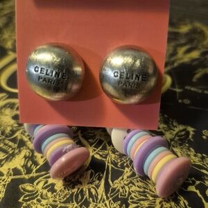 Celine Paris Silver Stud Earrings